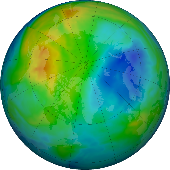 Arctic ozone map for 21 November 2019